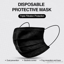 Load image into Gallery viewer, Premium Black Disposable 3-Layer Protection Face Masks (50 PACK)
